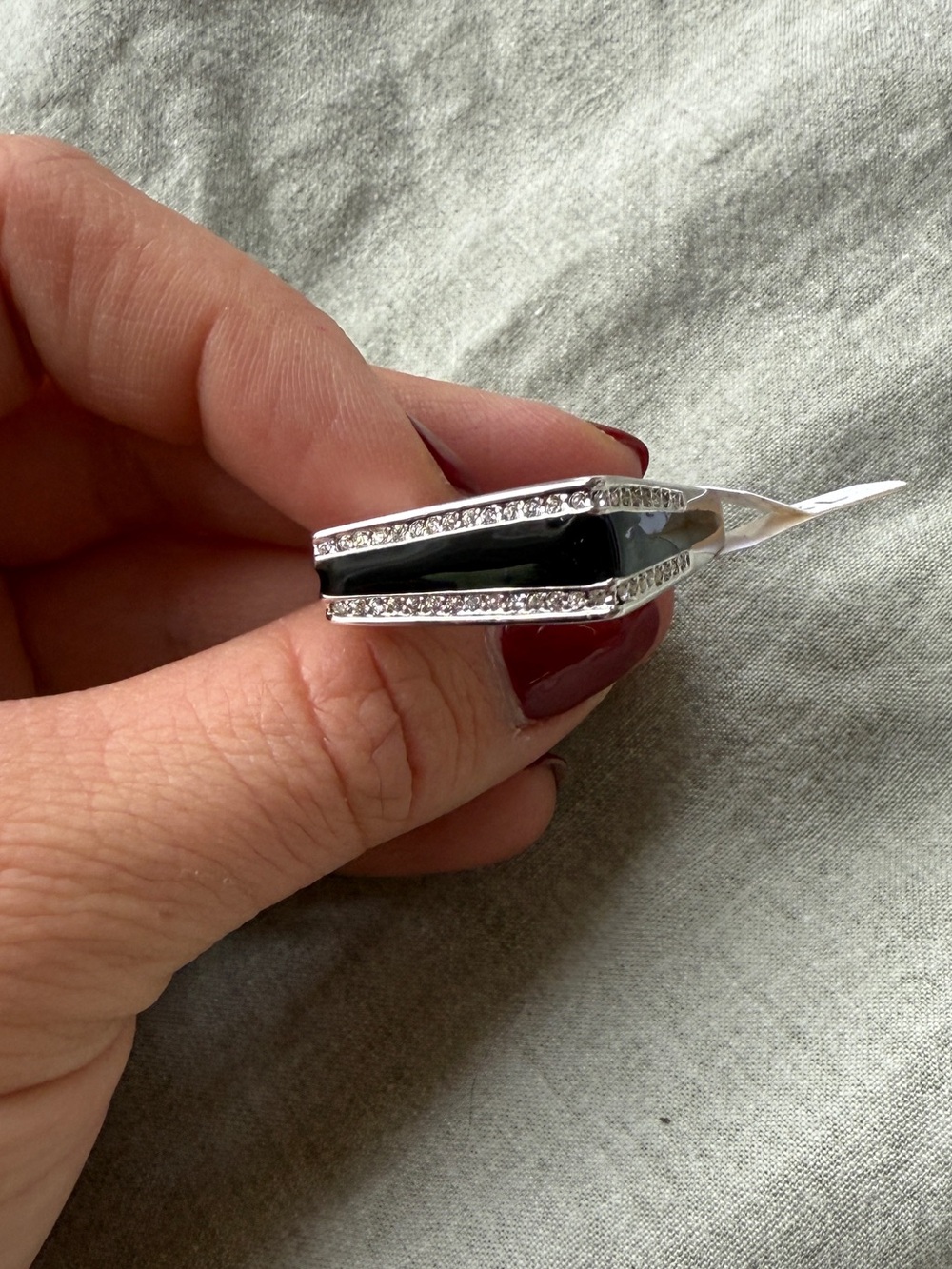 NWT 90s Camille Lucie Rhinestones Luxury Designer Statement Sterling Silver Ring